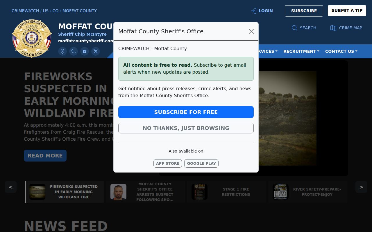Moffat County Sheriff's Office CRIMEWATCH portal
